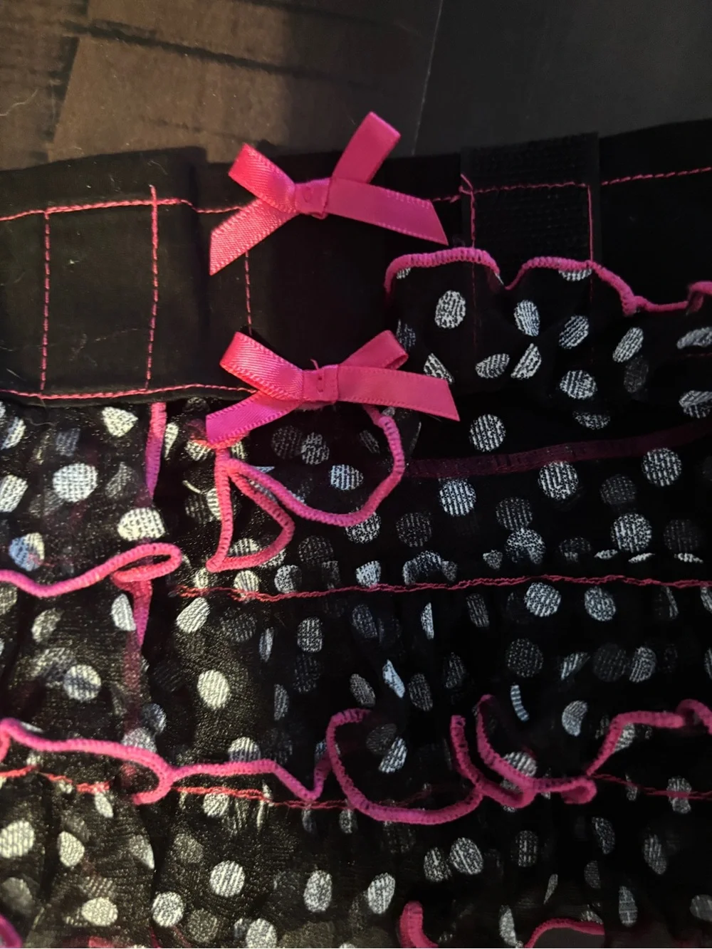 Y2K scene Mc bling emo alt micro mini skirt rave deadstock black pink Polk a dot